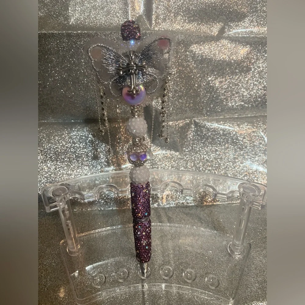 The Lord’s Prayer Purple Rhinestone Pen with Pen Extender